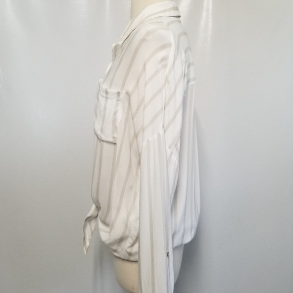 ANTHROPOLOGIE MAEVE Ivory Striped Hi Lo Top Size M - Picture 4 of 8